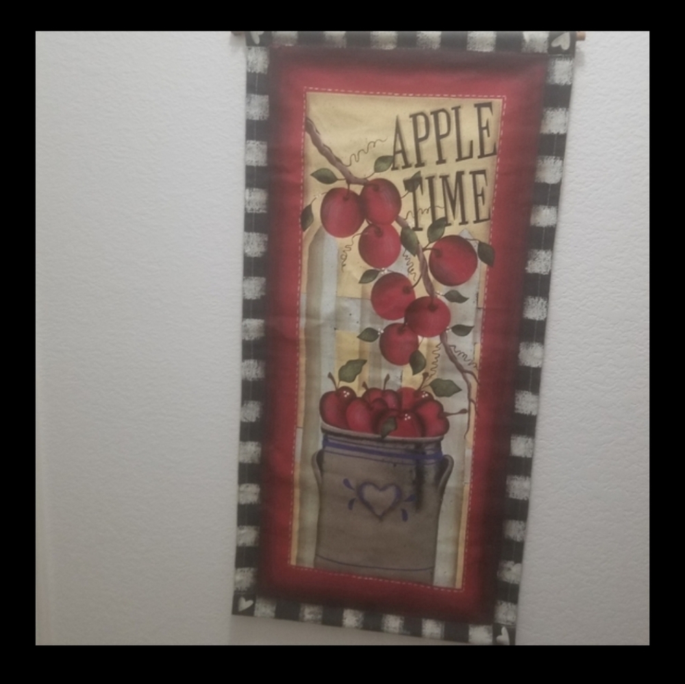 Apple Time Painted Canvas Banner Apple Wall Hanging
